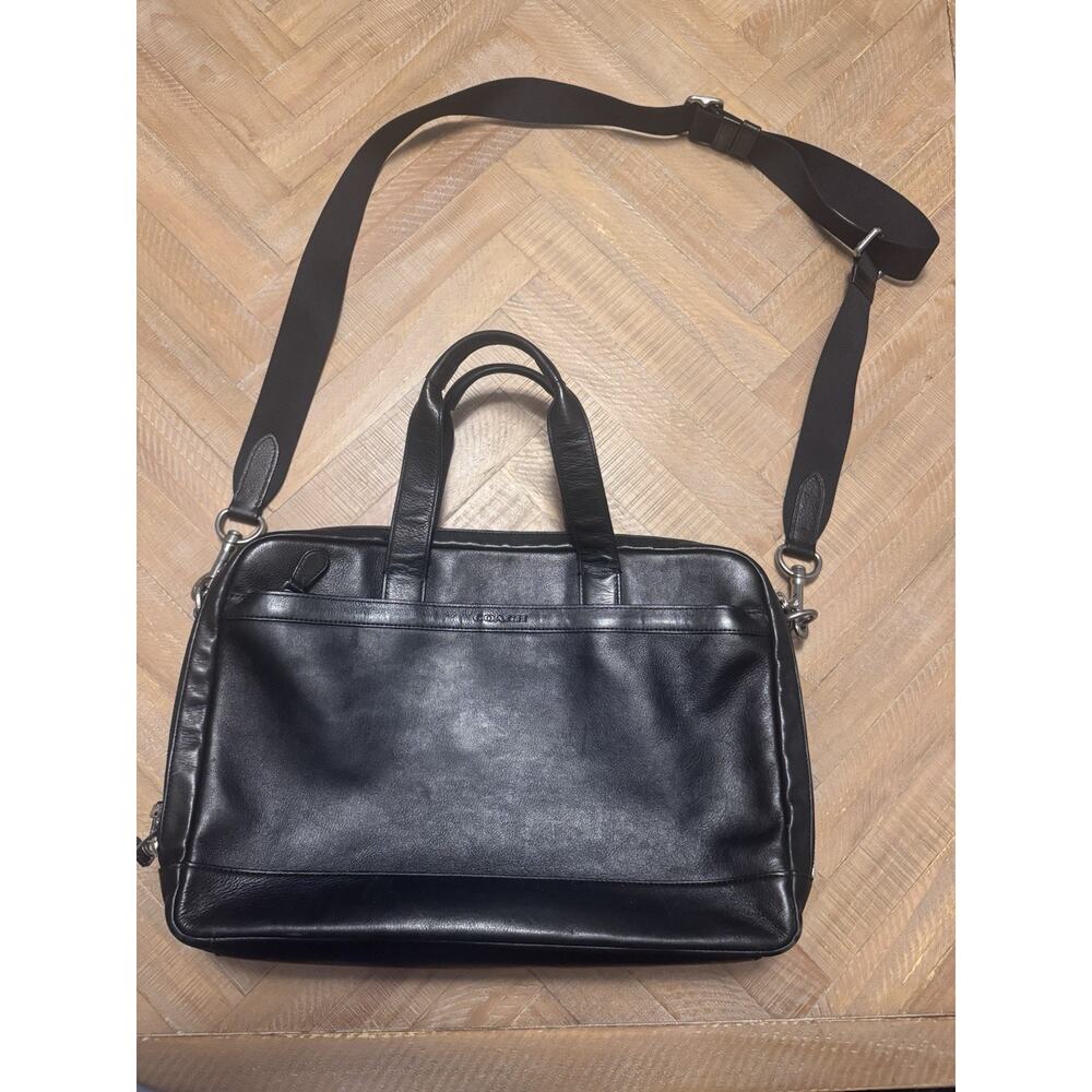 COACH Slim Leather Briefcase Black Vintage Coach